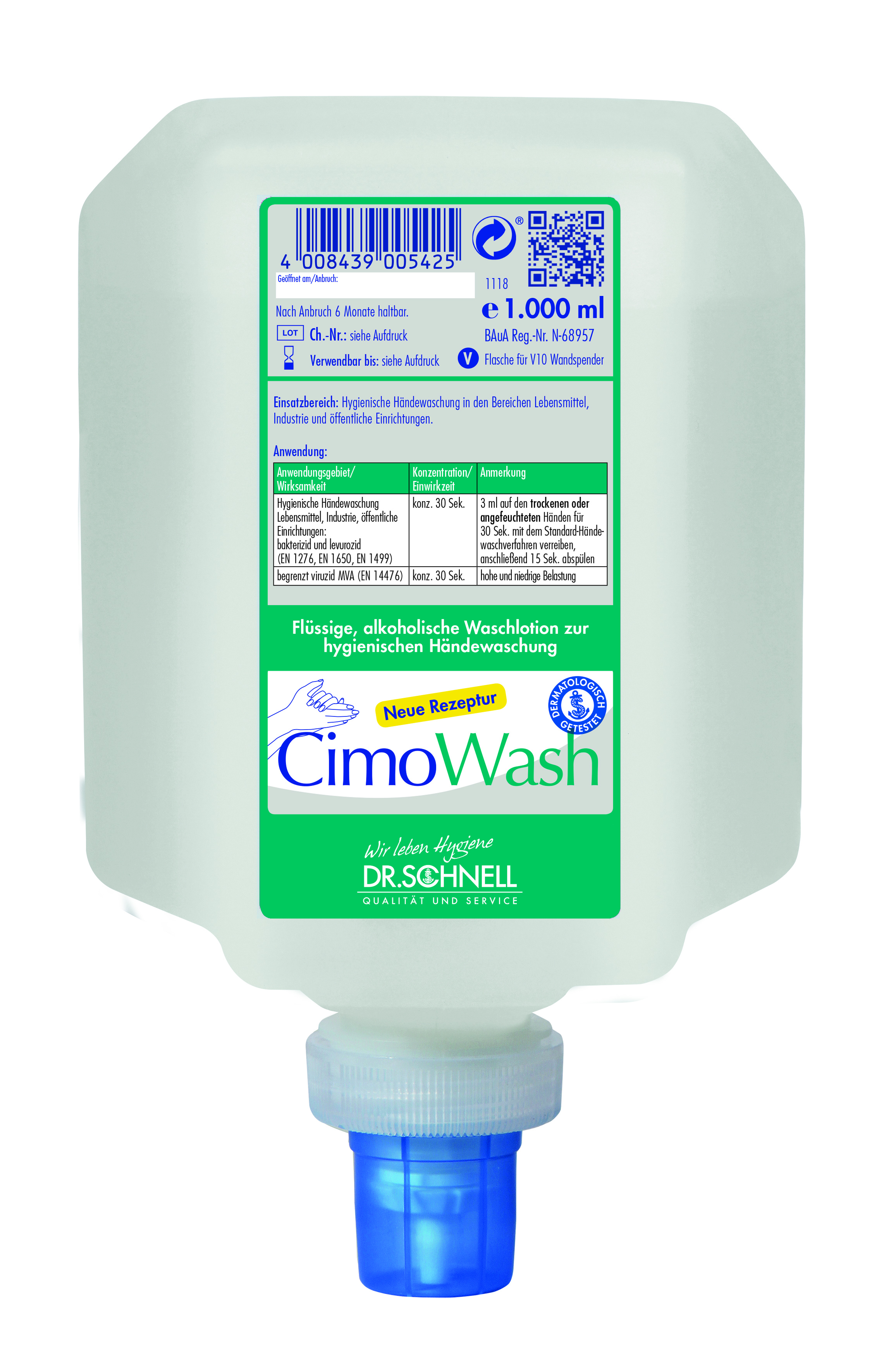Cimowash hyg. Händewaschung 1 ltr,Spenderflasche f. V 10 Spender,