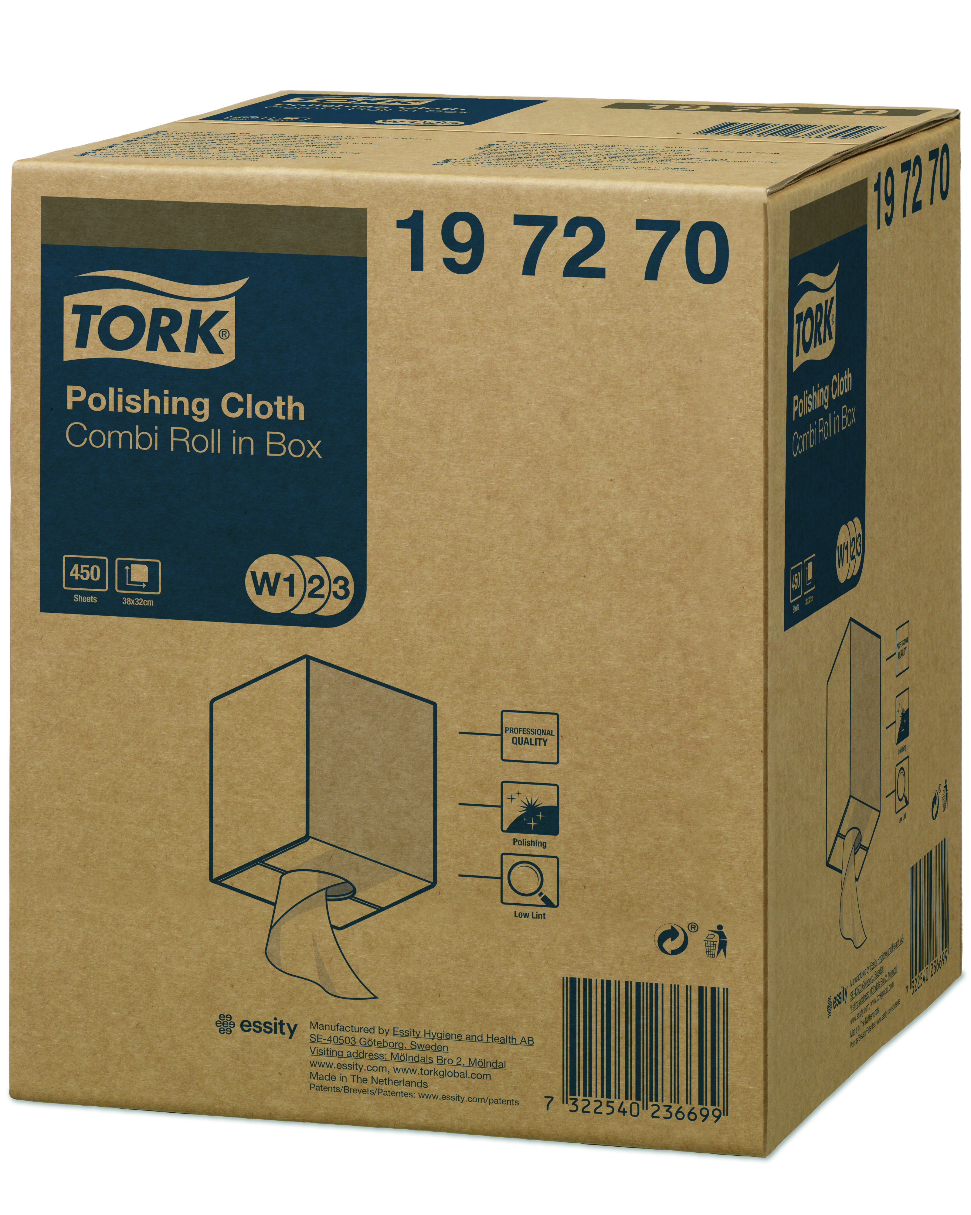 Tork Premium Spezialtuch zum Polieren Rolle,1lag Vlies, weich, weiß 32x38 cm, 450 Tücher