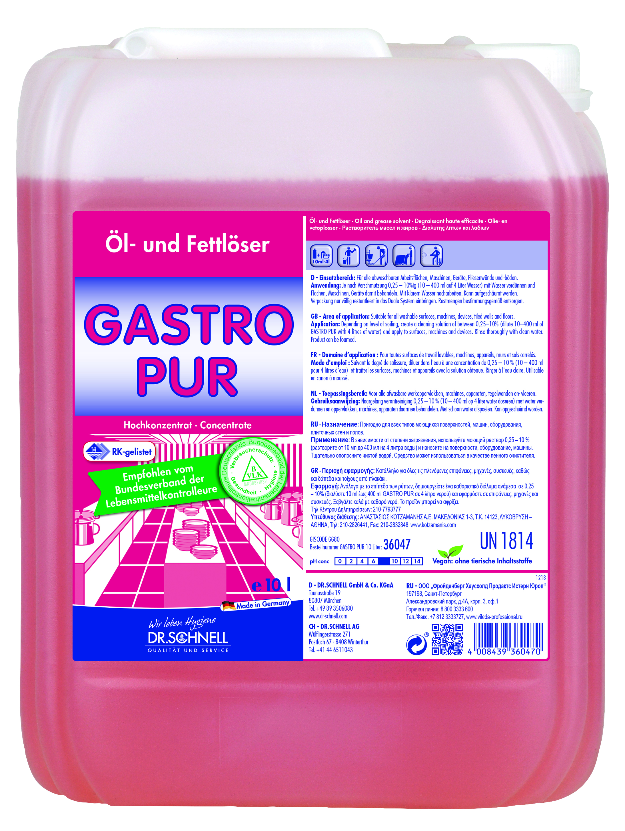 GASTRO PUR Fettlöser, 10 Liter,,Dr. Schnell